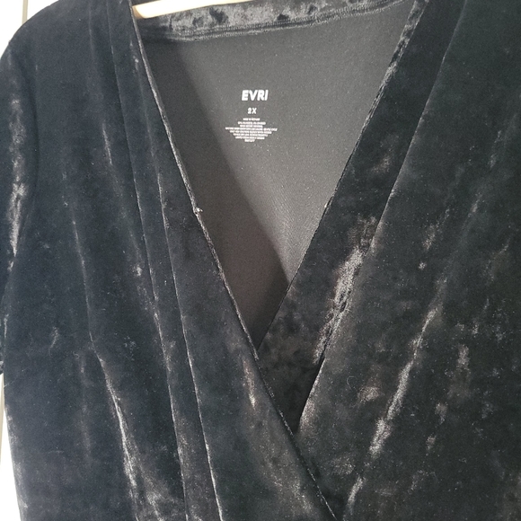 Black Velvet Faux Wrap Dress - Picture 3 of 4